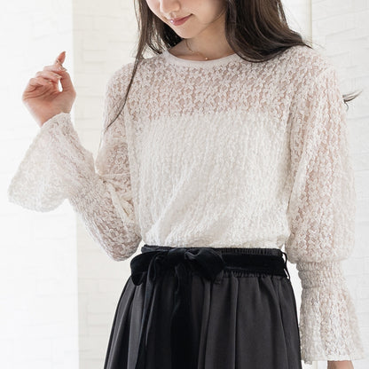 ストレッチお花レーストップス