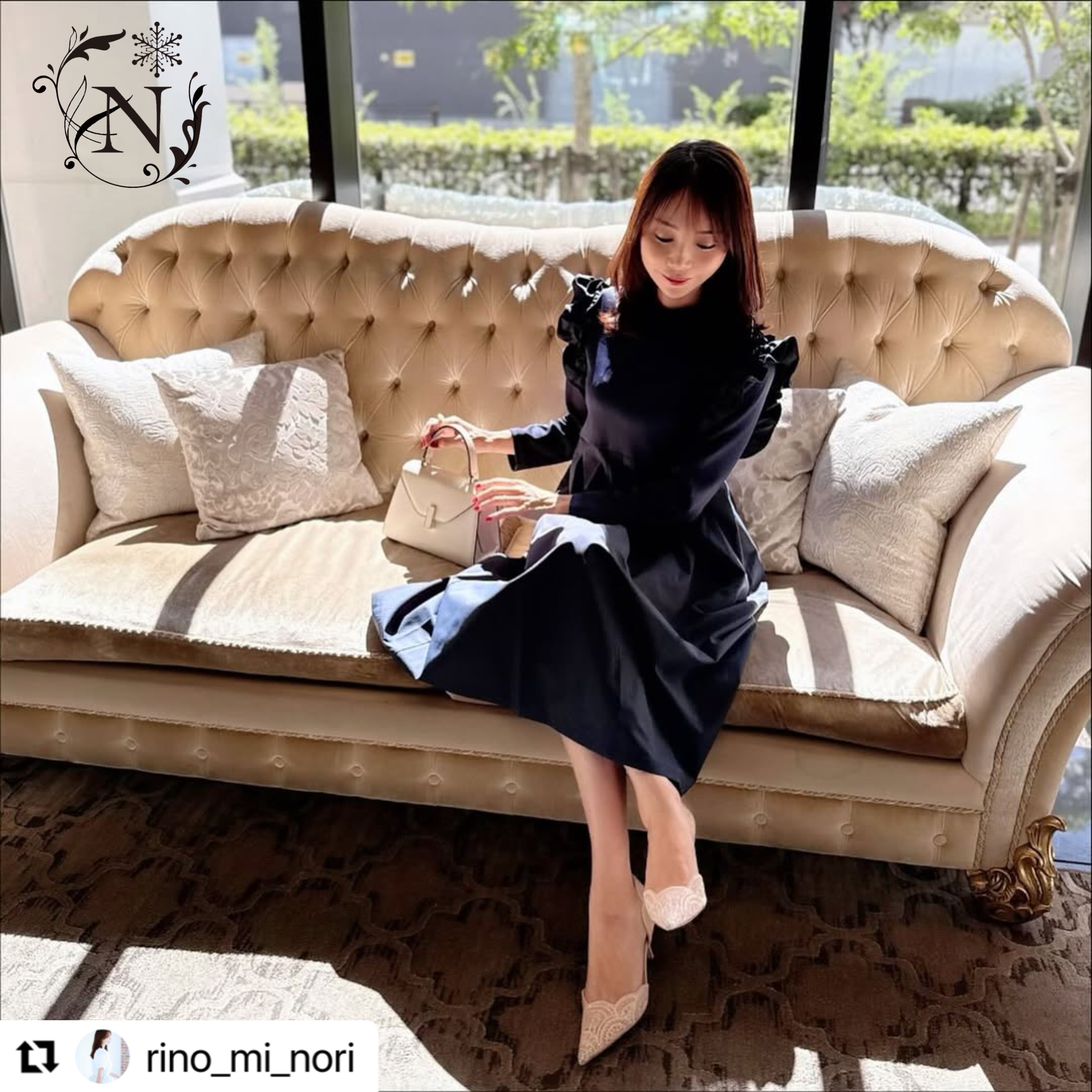 丸襟肩フリルタフタ切替ワンピース – Neigeオンラインストア