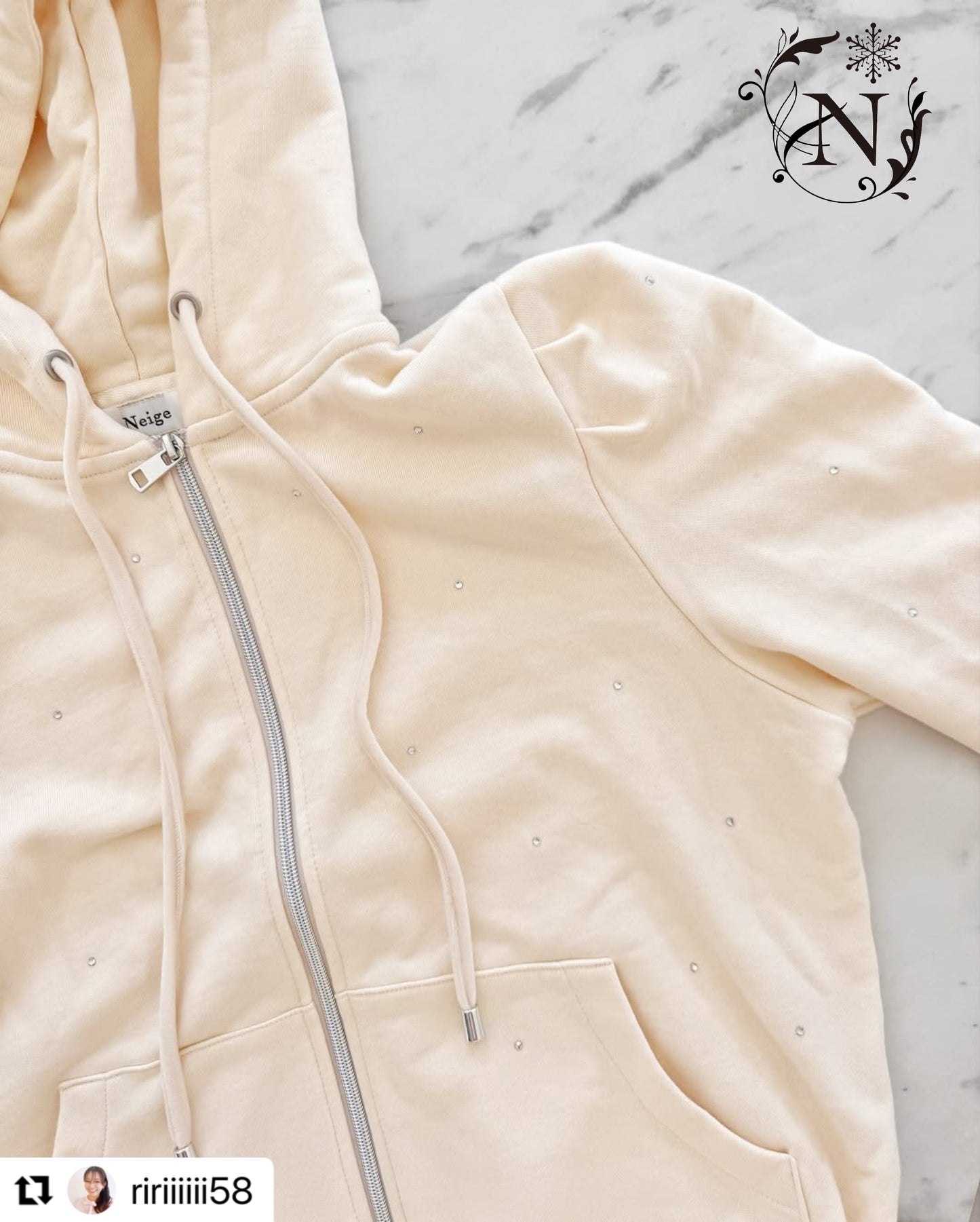 ラインストーンミストパーカー　