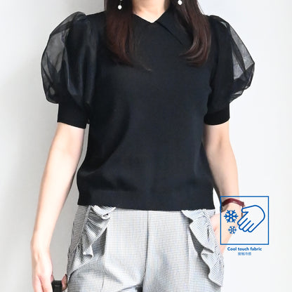 接触冷感エアリーぽわん袖ニット