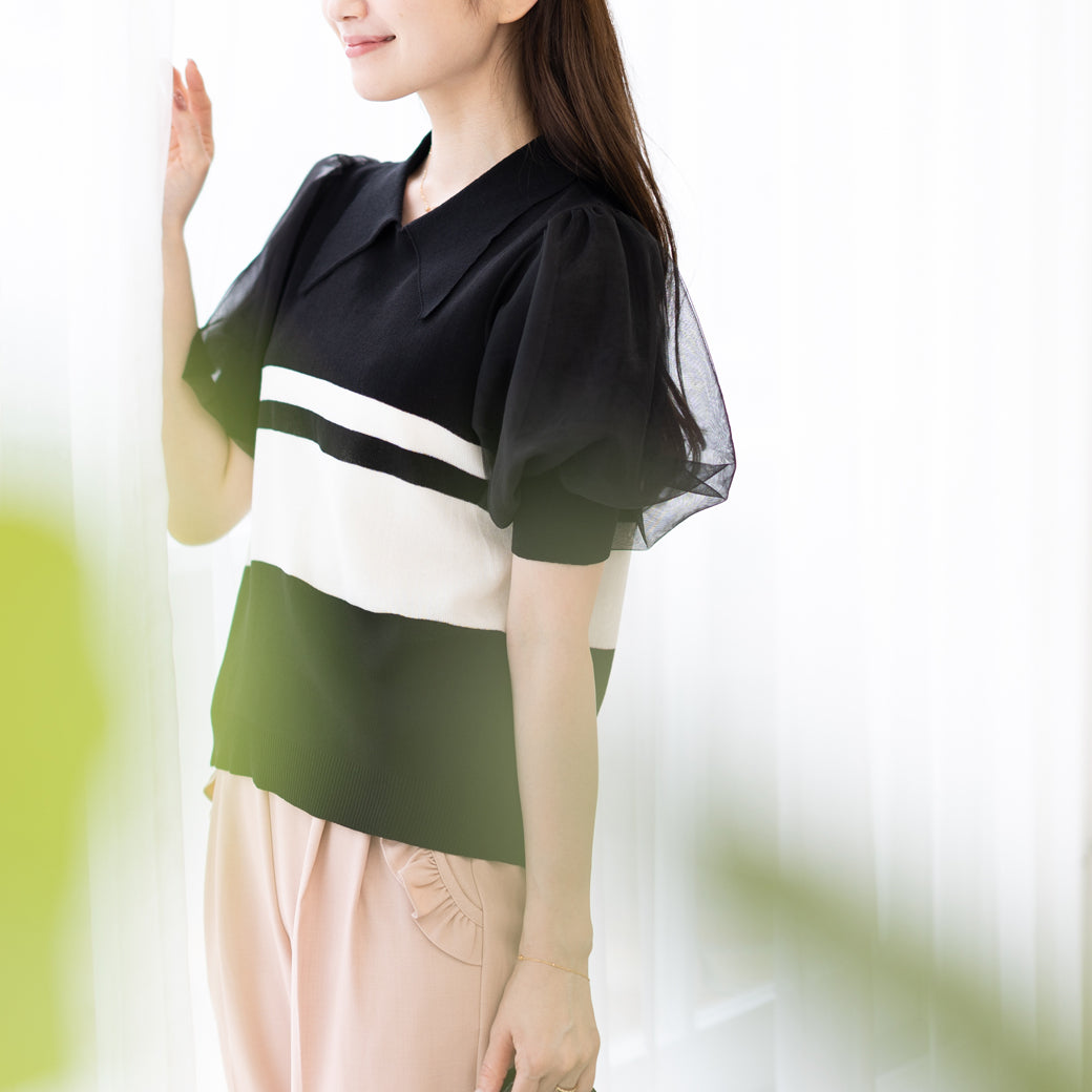 接触冷感エアリーぽわん袖ニット