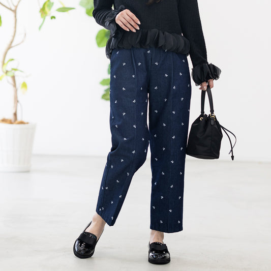【8月17日(日)20時〜新発売】25AW リボン刺繍センタープレスデニム　
