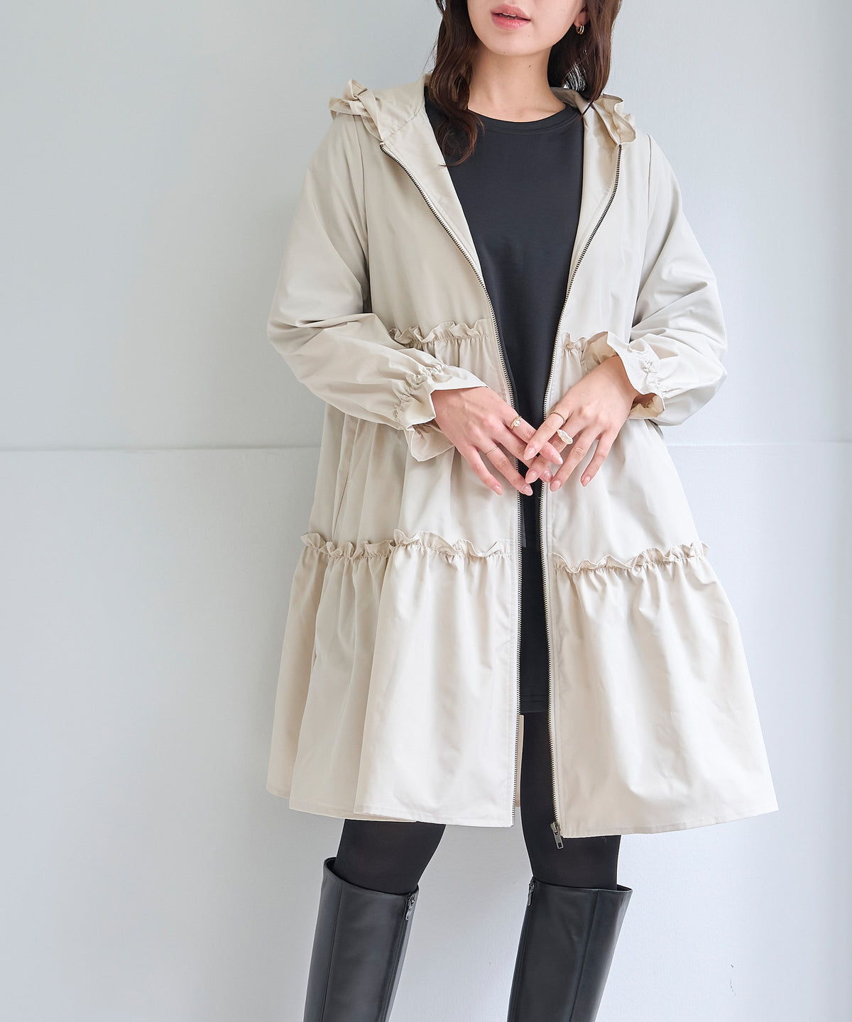 【9月20日(日)20時〜新発売】撥水フリルティアードコート(撥水防汚素材使用)