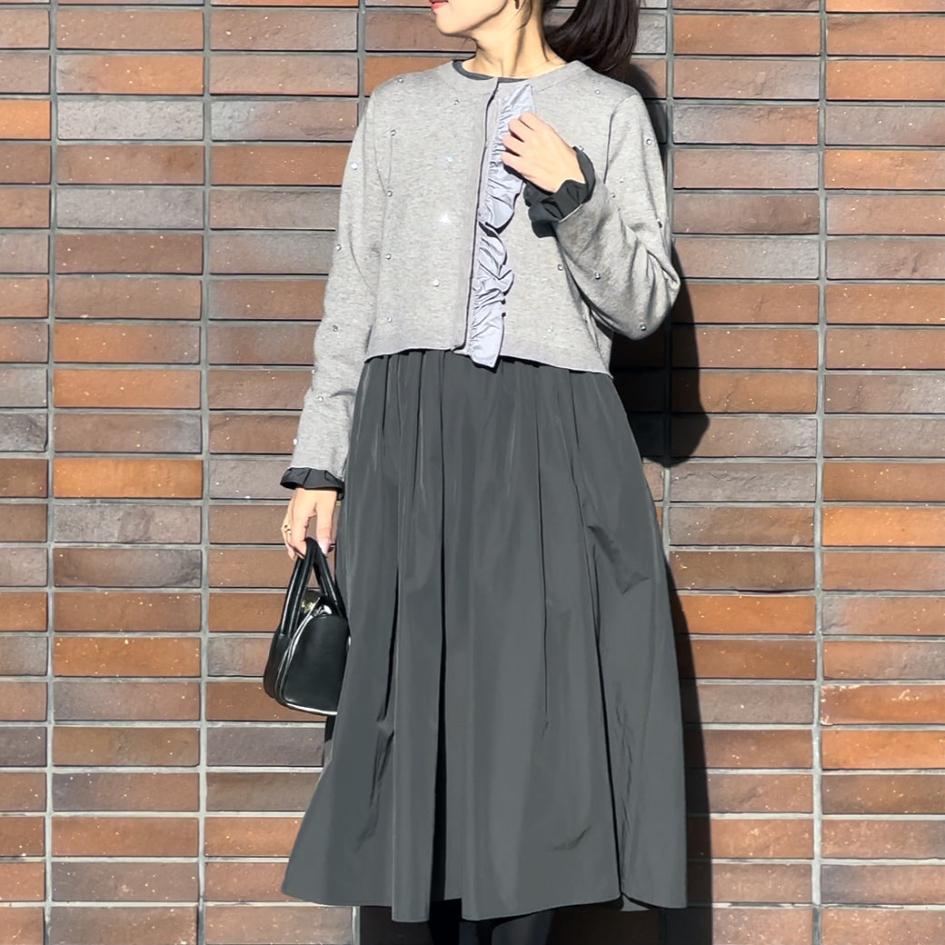 【11月9日(日)20時〜新発売】タフタフレアスリーブワンピース