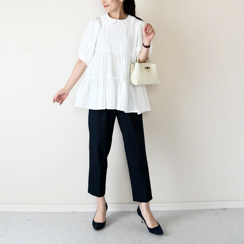 未使用 ネージュ Neige リボンデザインティアードチュニック