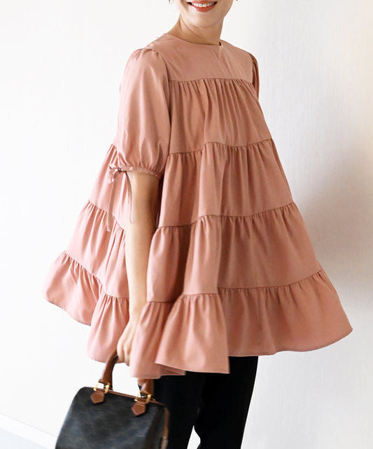 【4月26日(日)20時〜新発売】新色登場お袖リボンティアードチュニックワンピース