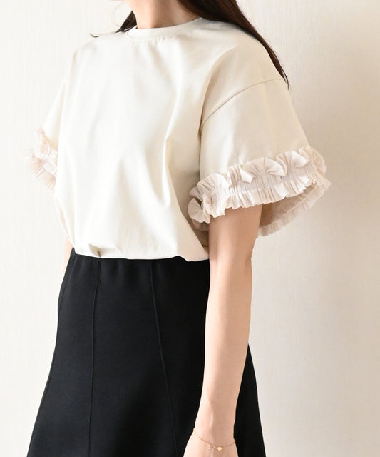 【4月26日(日)20時〜新発売】タックフリルスリーブカットソー