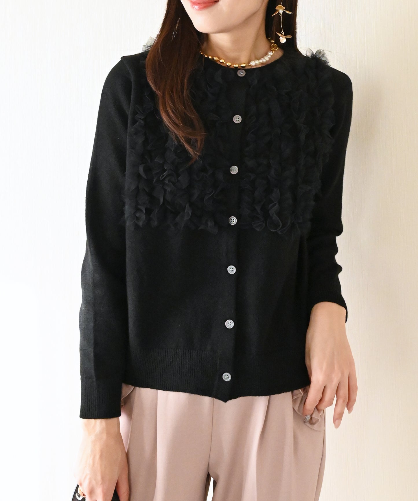 【1月4日(日)20時〜新発売】チュールフリルラッフルカーディガン　