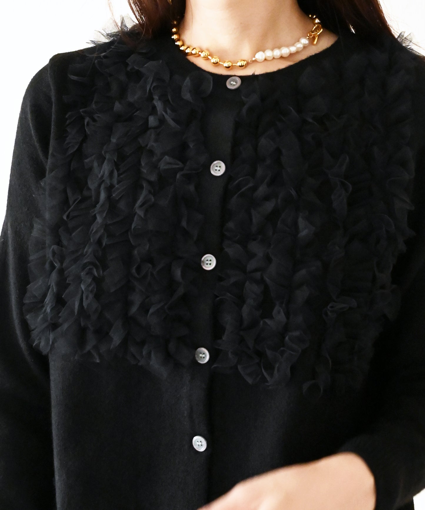 【1月4日(日)20時〜新発売】チュールフリルラッフルカーディガン　