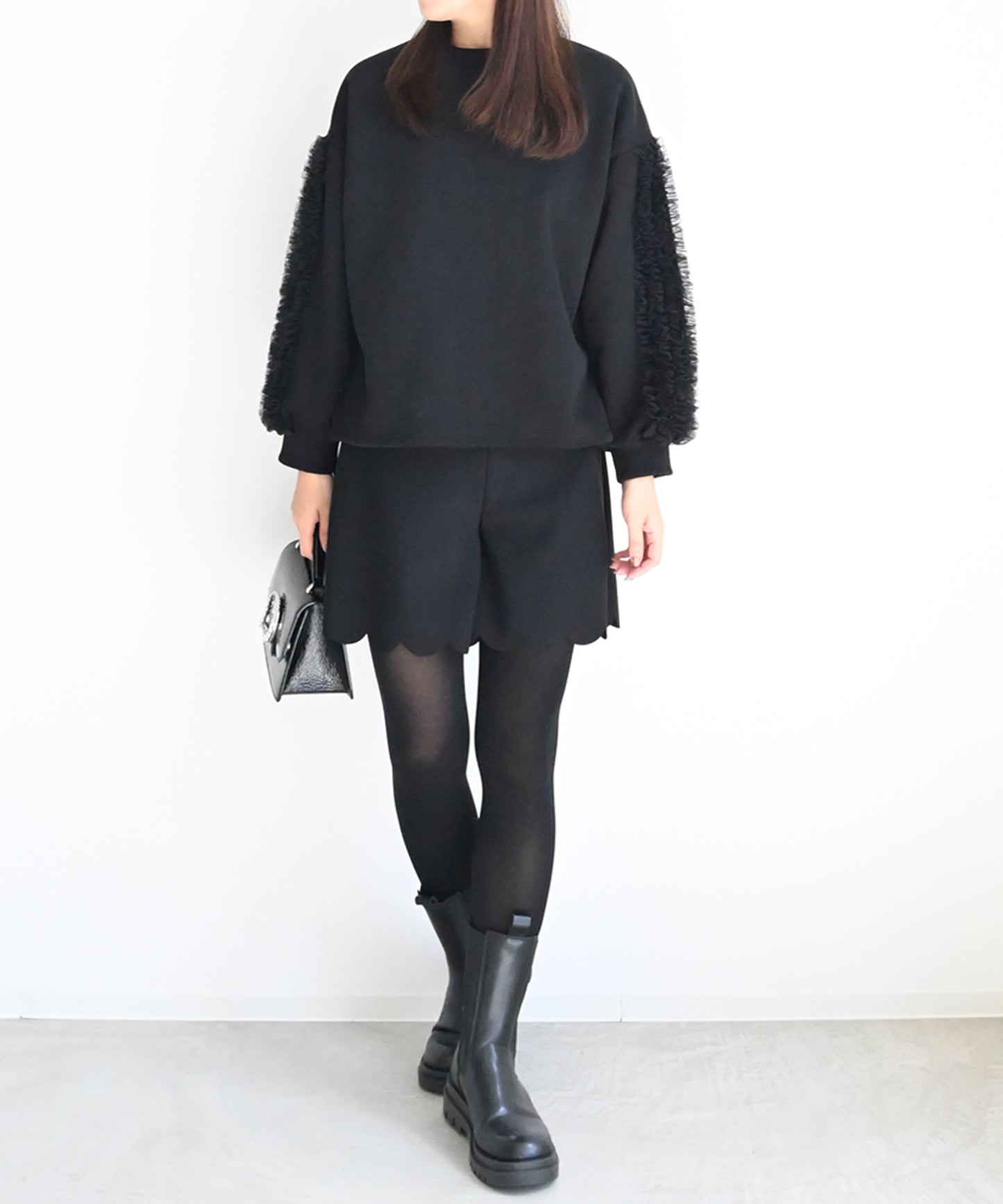 【12月14日(日)20時〜再再再再再再々入荷】袖チュール裏起毛トップス