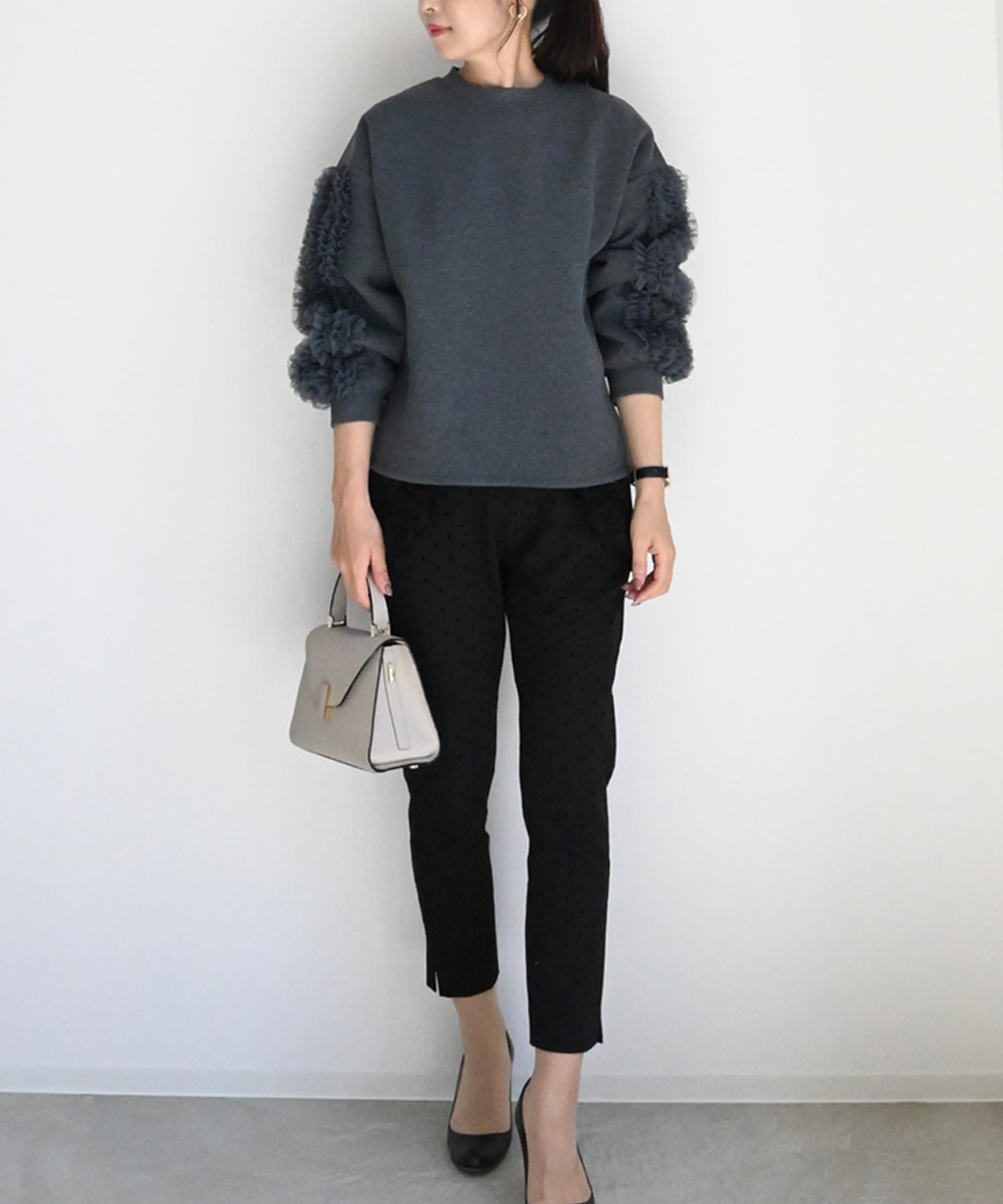 【12月14日(日)20時〜再再再再再再々入荷】袖チュール裏起毛トップス