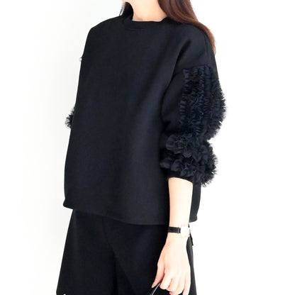 【12月14日(日)20時〜再再再再再再々入荷】袖チュール裏起毛トップス