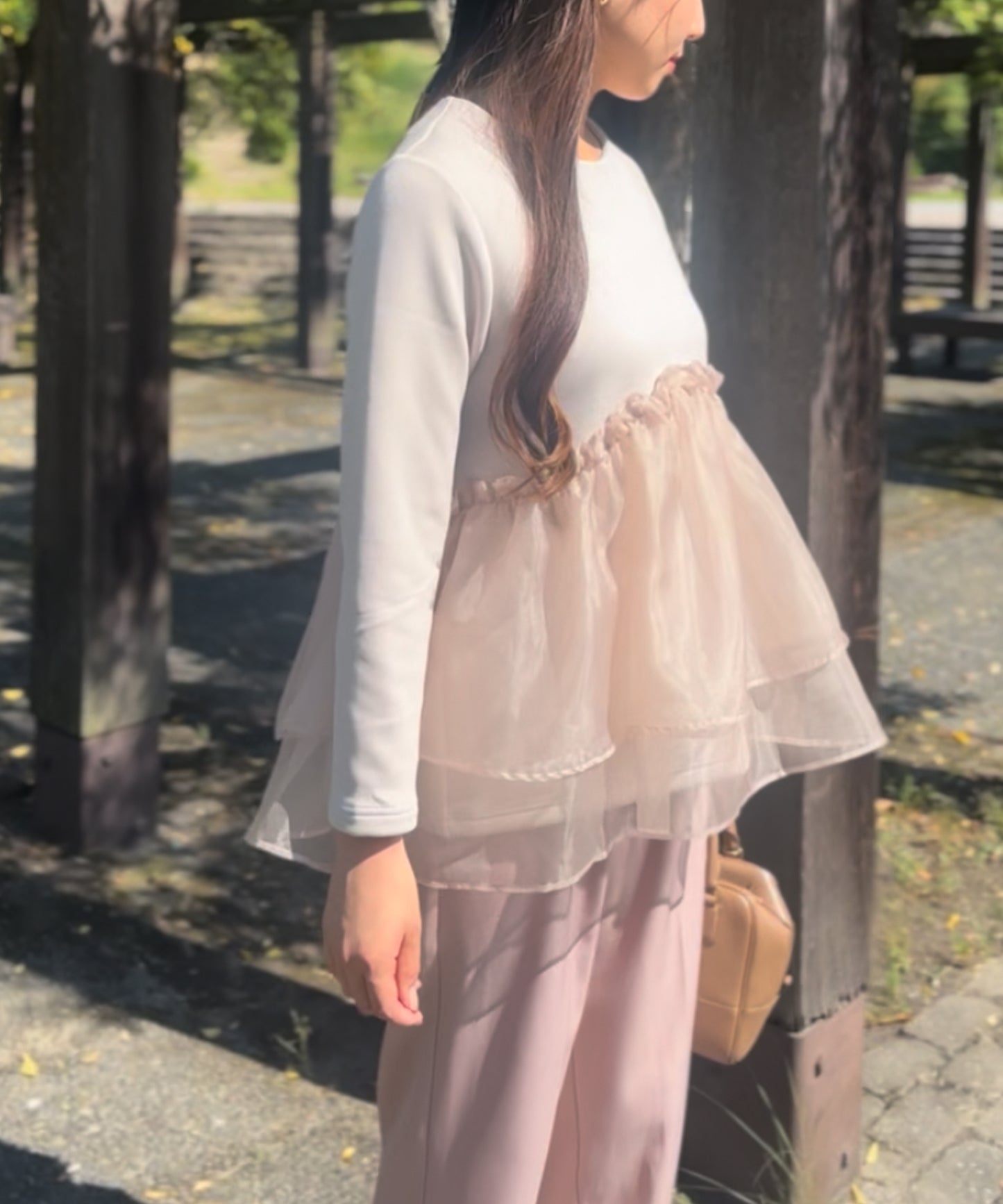 【11月9日(日)20時〜新発売】チュールペプラム裏起毛トップス(11月末頃発送）