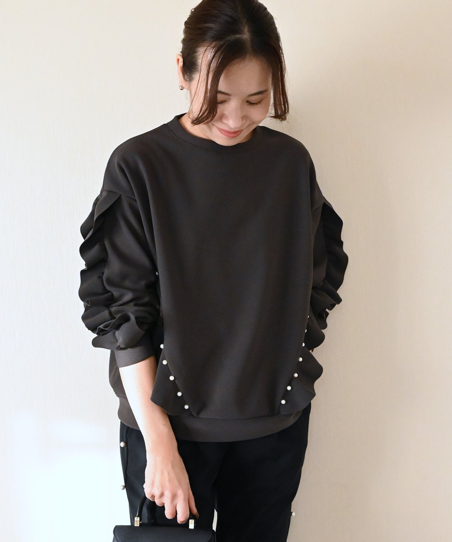 【新色グレーも12月21日(日)20時〜再入荷】パールリュクス裏起毛トップス