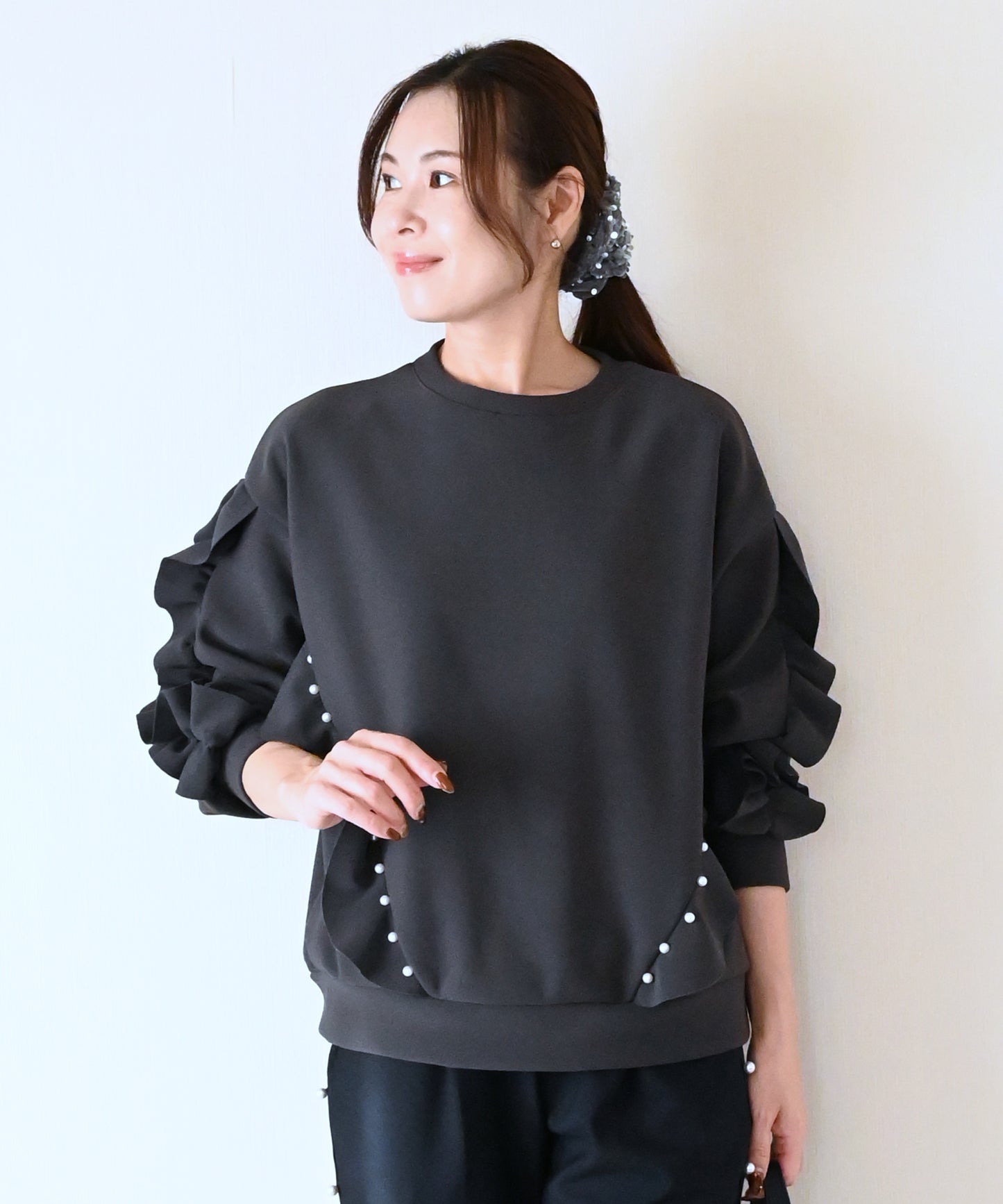 【新色グレーも12月21日(日)20時〜再入荷】パールリュクス裏起毛トップス