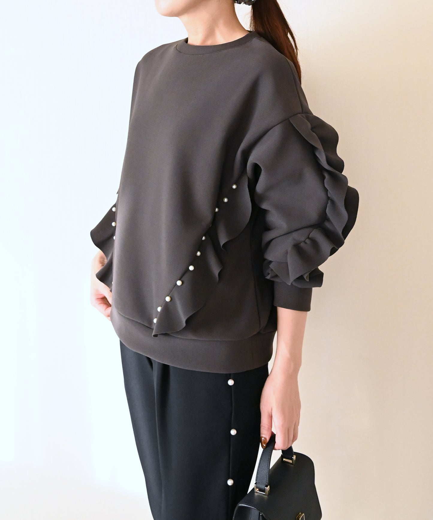 【新色グレーも12月21日(日)20時〜再入荷】パールリュクス裏起毛トップス